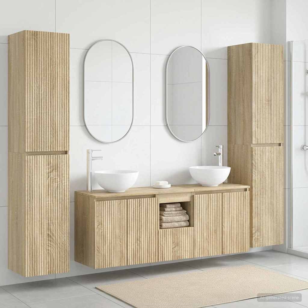 Bathroom Furniture Set 5 pcs Sonoma Oak 33 x 34.5 x 160 cm
