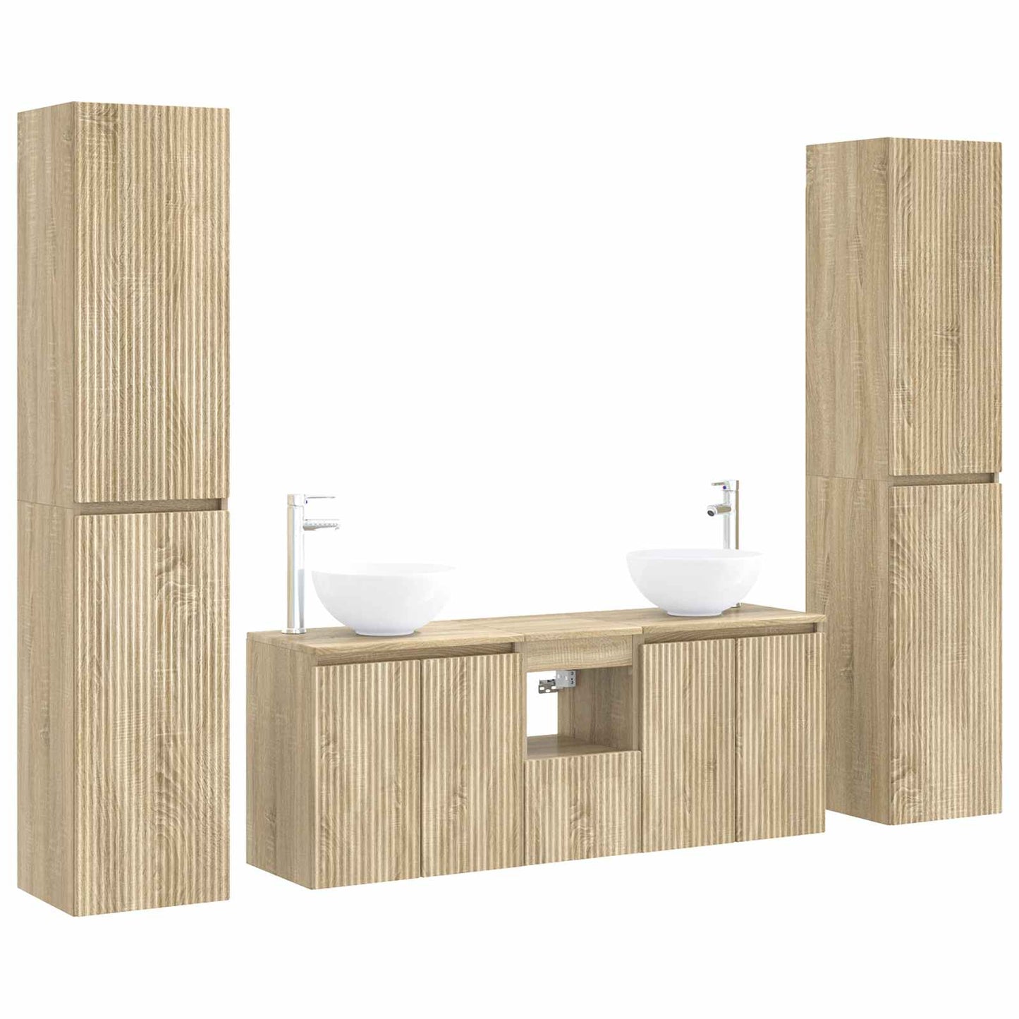 Bathroom Furniture Set 5 pcs Sonoma Oak 33 x 34.5 x 160 cm