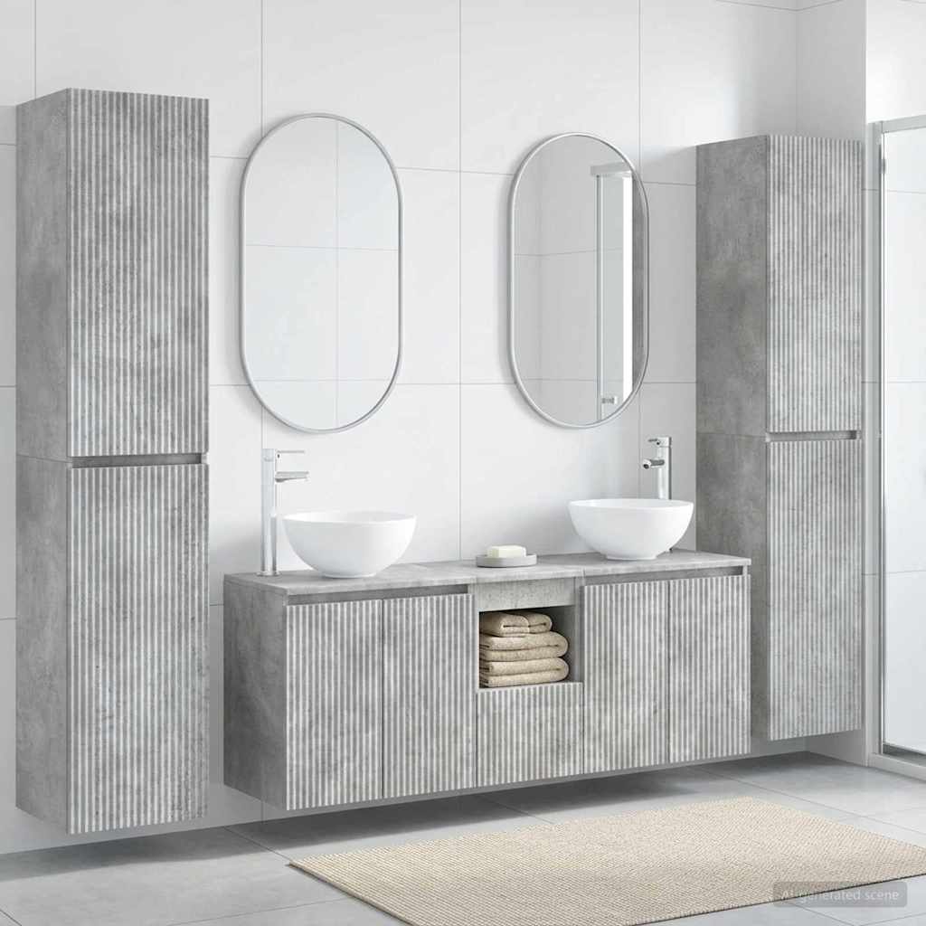 Bathroom Furniture Set 5 pcs Concrete Grey 33 x 34.5 x 160 cm