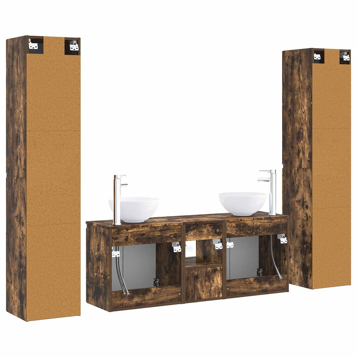 Bathroom Furniture Set 5 pcs Smoked Oak 33 x 34.5 x 160 cm