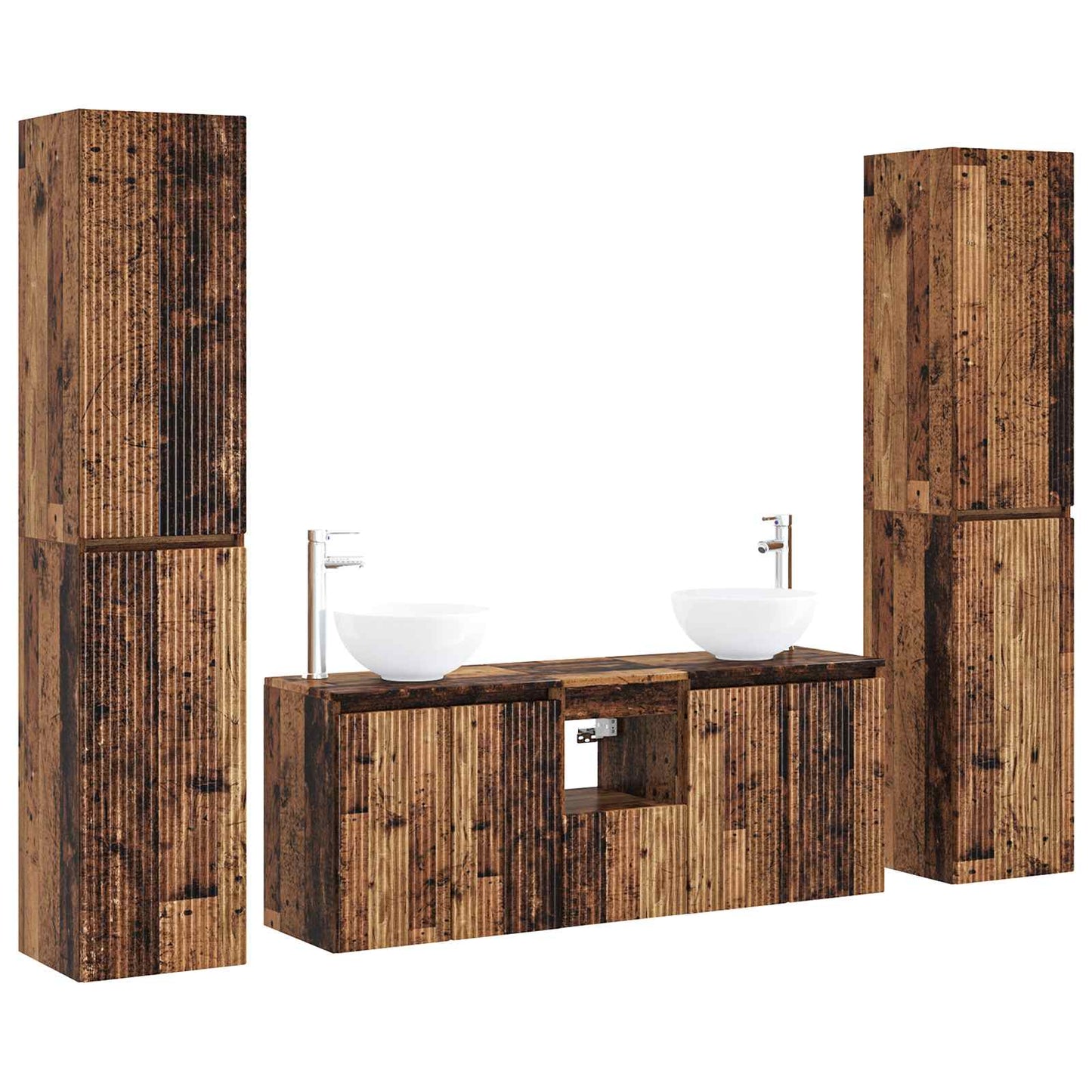 Bathroom Furniture Set 5 pcs Old Wood 33 x 34.5 x 160 cm