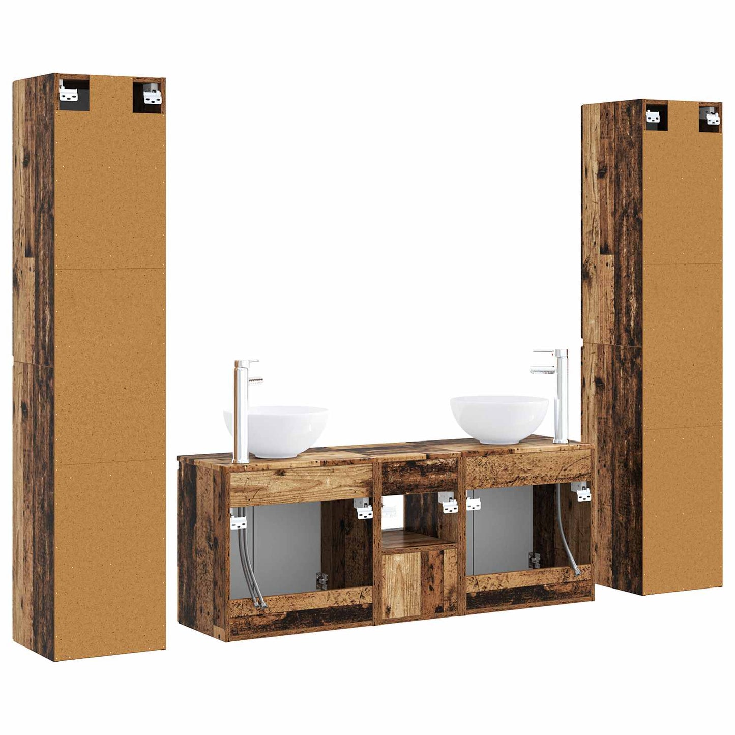 Bathroom Furniture Set 5 pcs Old Wood 33 x 34.5 x 160 cm