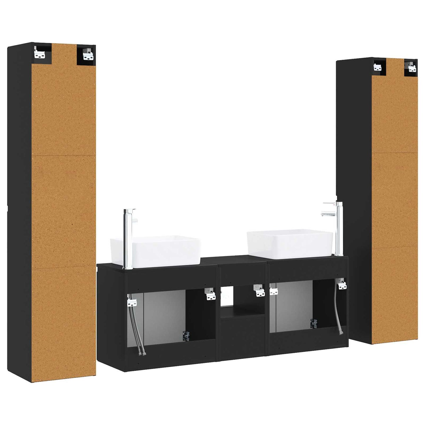 Bathroom Furniture Set 5 pcs Black 33 x 34.5 x 160 cm