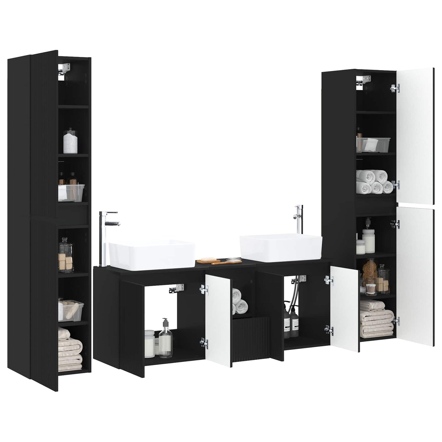 Bathroom Furniture Set 5 pcs Black 33 x 34.5 x 160 cm