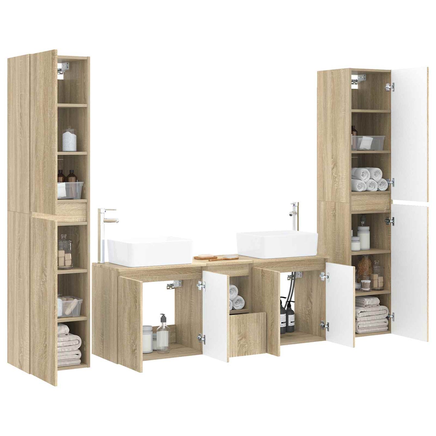 Bathroom Furniture Set 5 pcs Sonoma Oak 33 x 34.5 x 160 cm