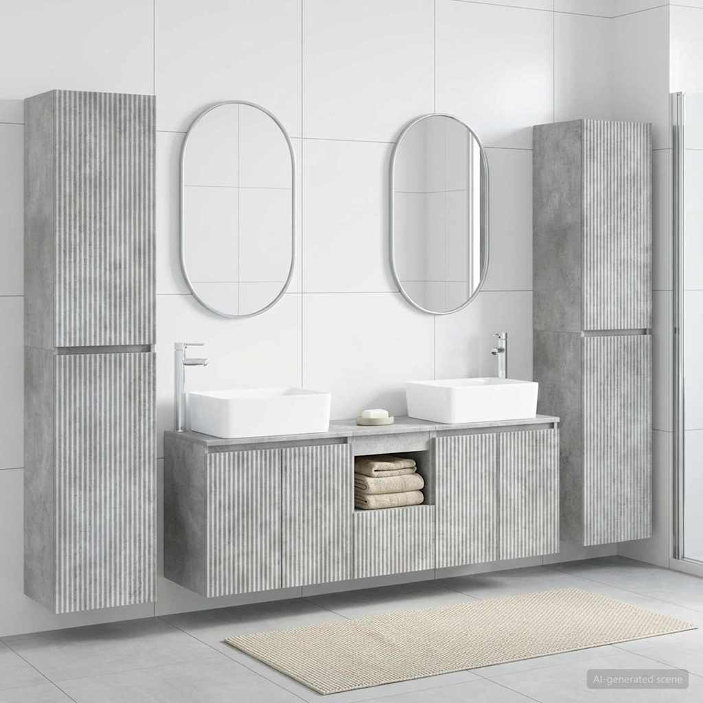 Bathroom Furniture Set 5 pcs Concrete Grey 33 x 34.5 x 160 cm