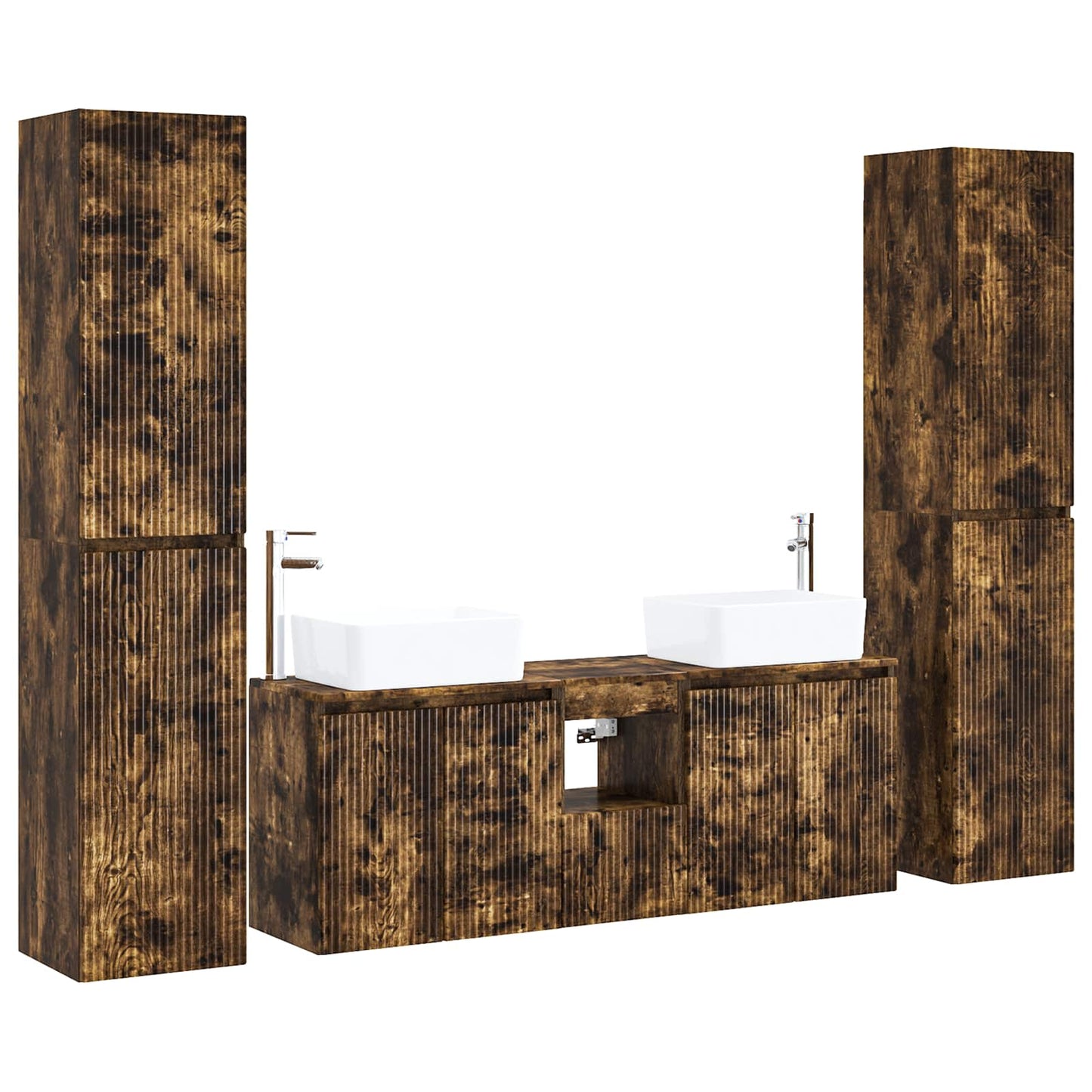 Bathroom Furniture Set 5 pcs Smoked Oak 33 x 34.5 x 160 cm