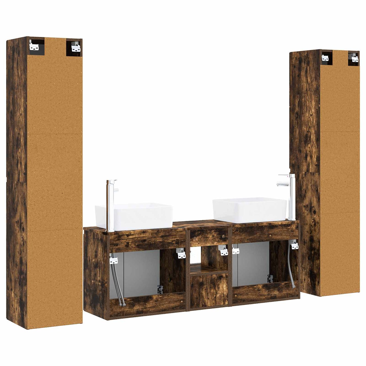 Bathroom Furniture Set 5 pcs Smoked Oak 33 x 34.5 x 160 cm