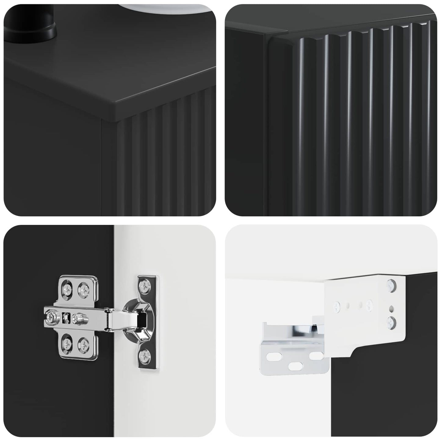 Bathroom Furniture Set 3 pcs Black 33 x 34.5 x 160 cm