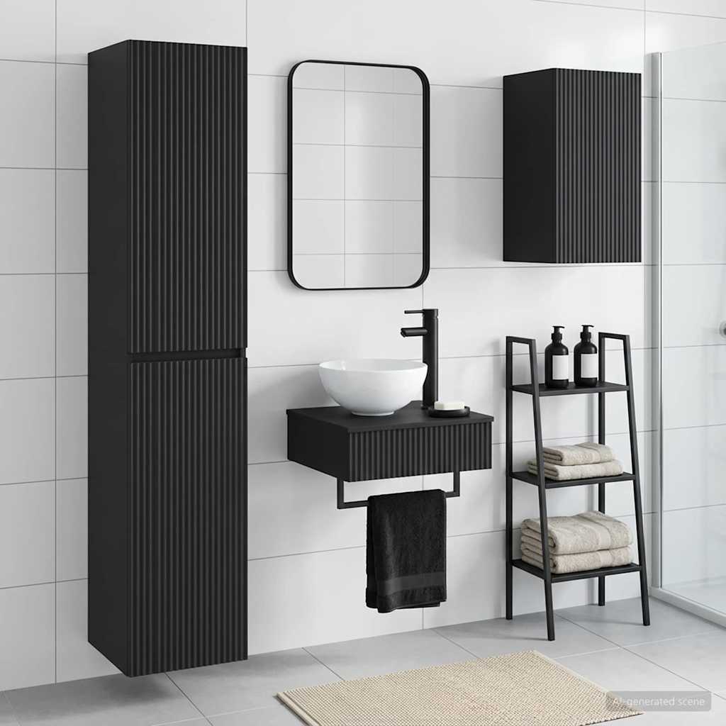 Bathroom Furniture Set 3 pcs Black 33 x 34.5 x 160 cm