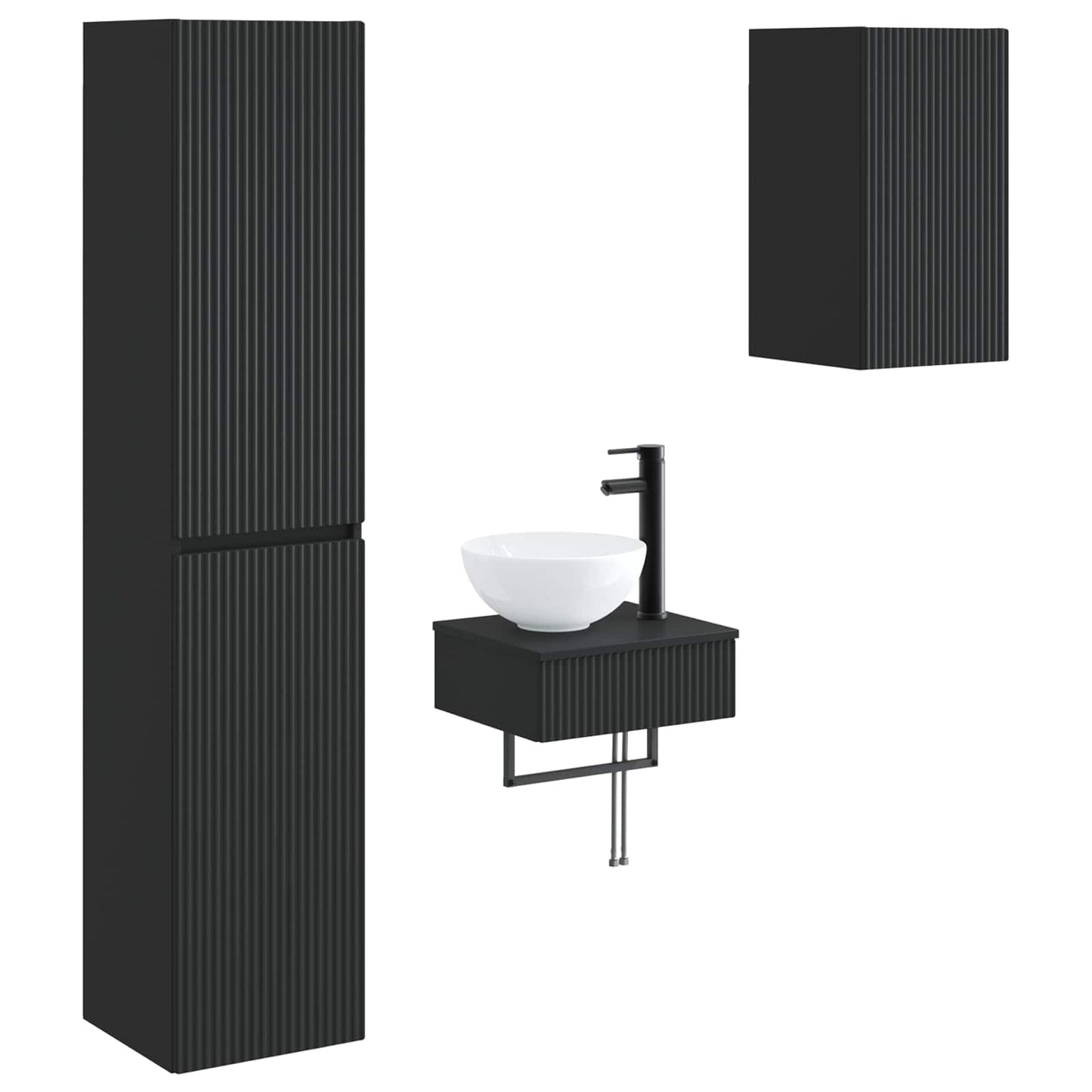 Bathroom Furniture Set 3 pcs Black 33 x 34.5 x 160 cm