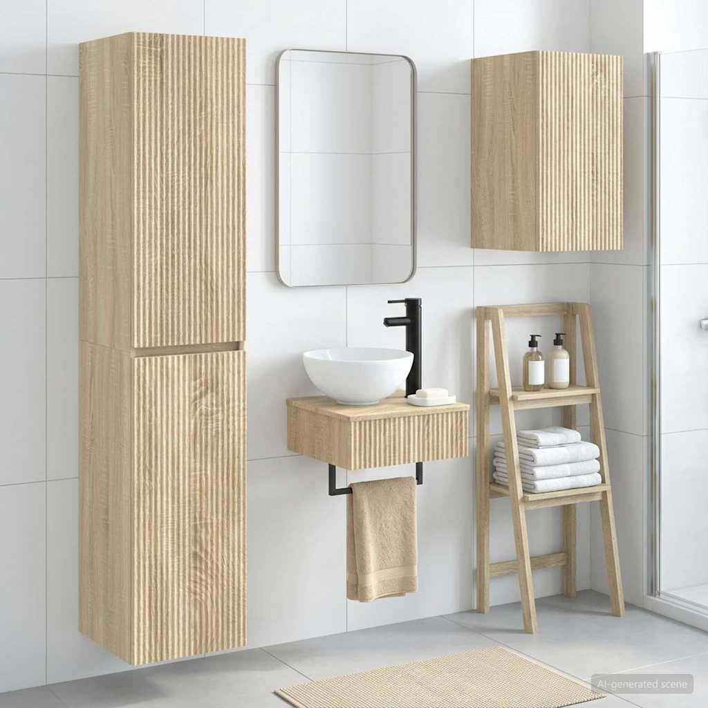 Bathroom Furniture Set 3 pcs Sonoma Oak 33 x 34.5 x 160 cm