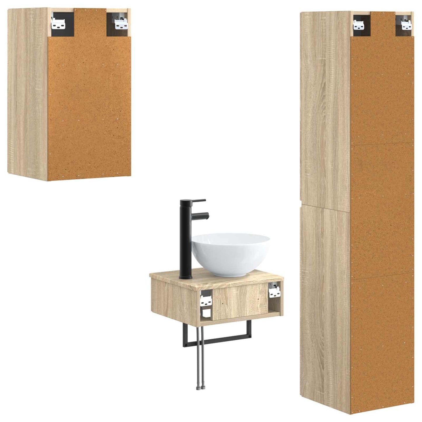 Bathroom Furniture Set 3 pcs Sonoma Oak 33 x 34.5 x 160 cm
