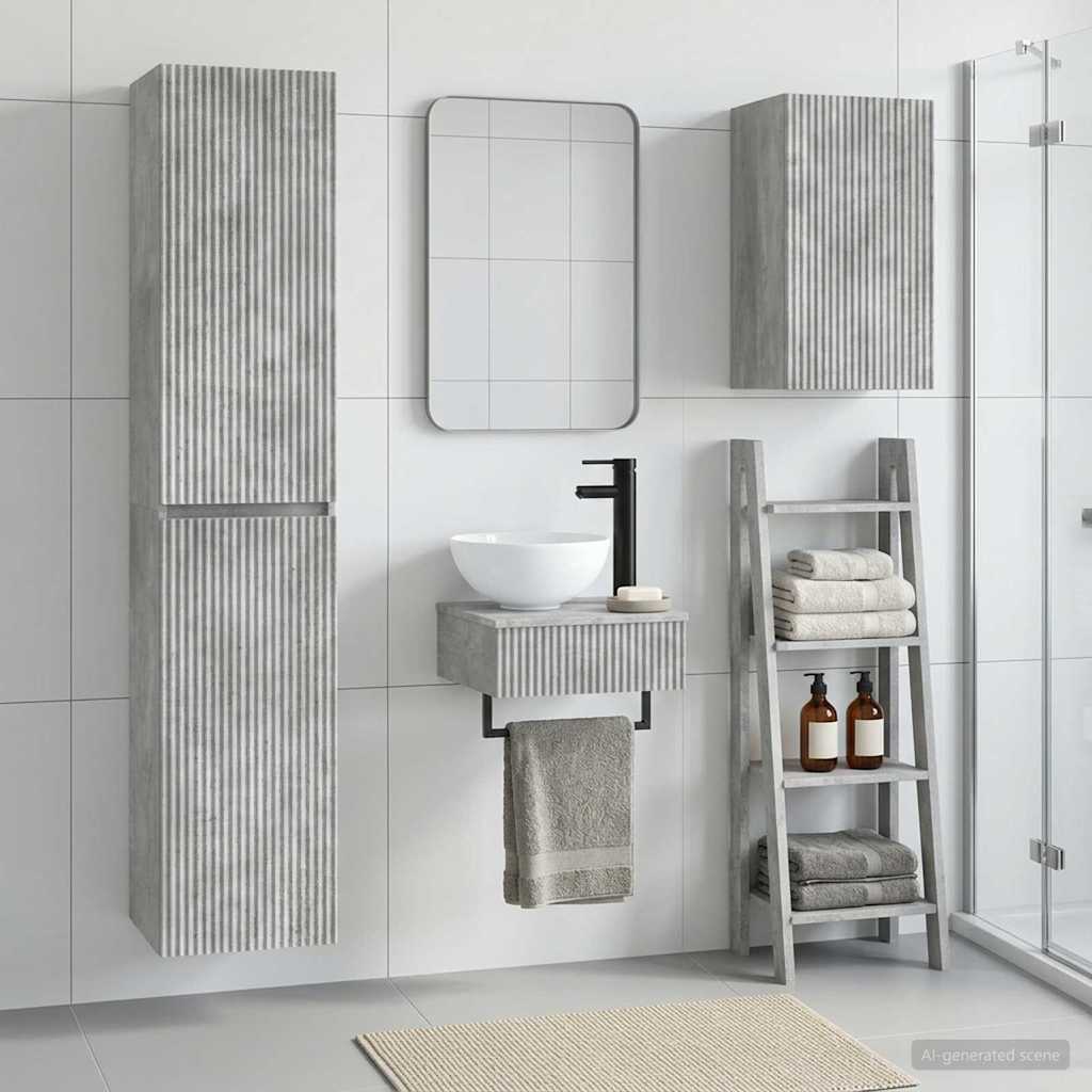 Bathroom Furniture Set 3 pcs Concrete Grey 33 x 34.5 x 160 cm