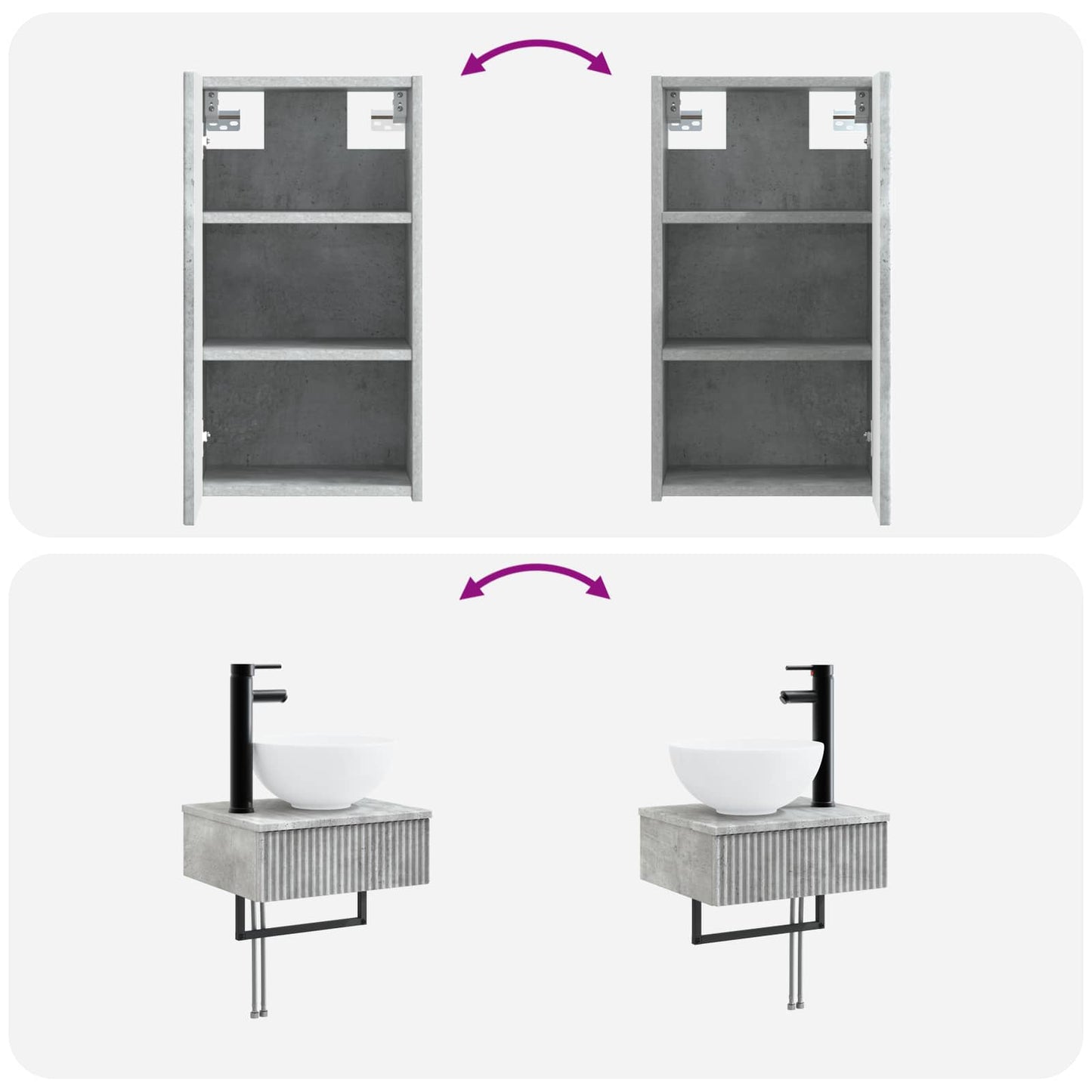 Bathroom Furniture Set 3 pcs Concrete Grey 33 x 34.5 x 160 cm