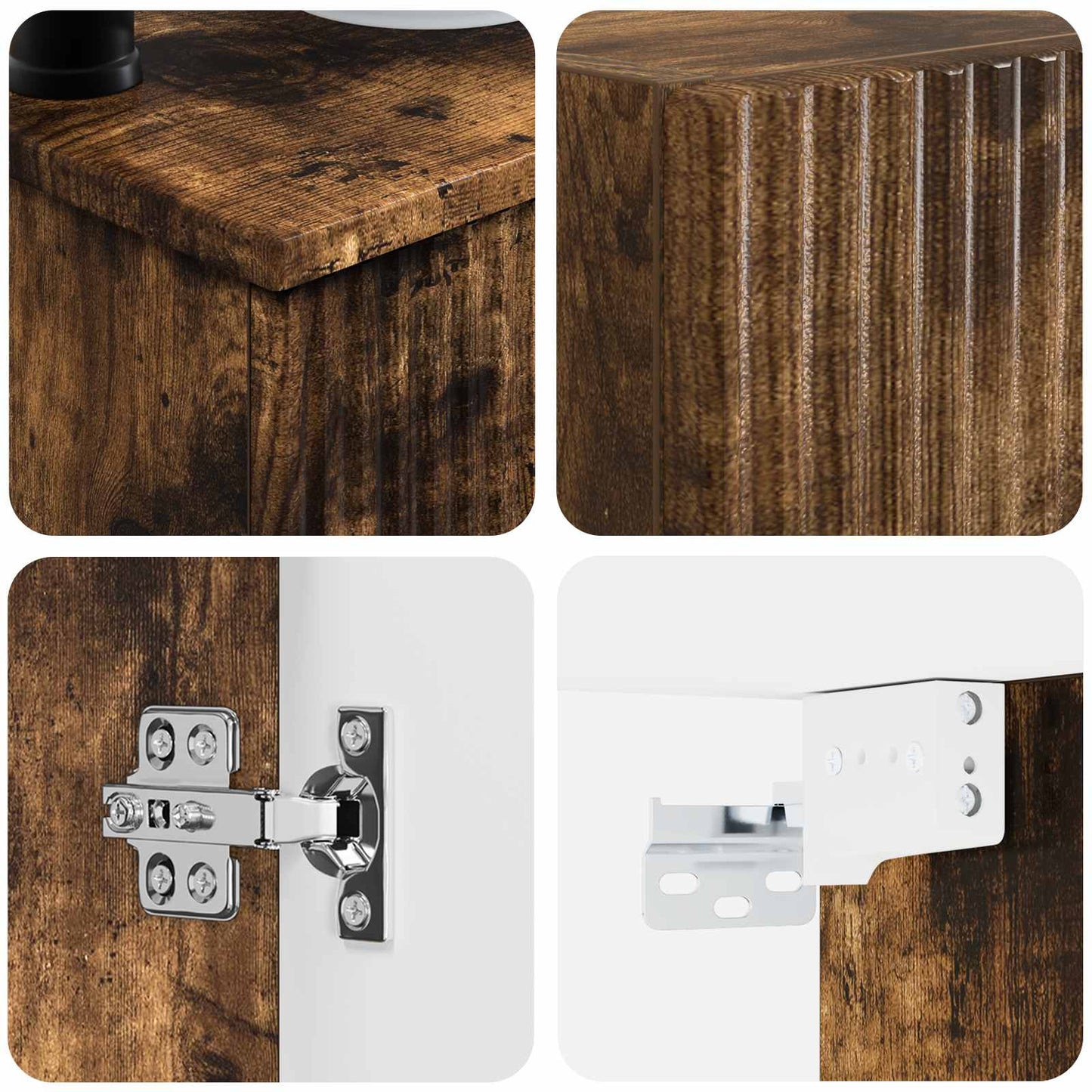 Bathroom Furniture Set 3 pcs Smoked Oak 33 x 34.5 x 160 cm