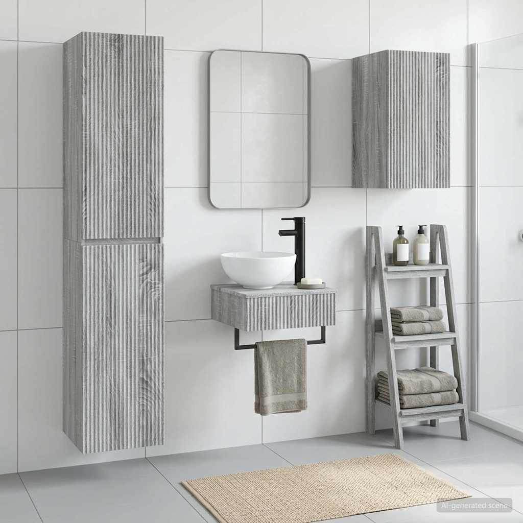 Bathroom Furniture Set 3 pcs Grey Sonoma 33 x 34.5 x 160 cm