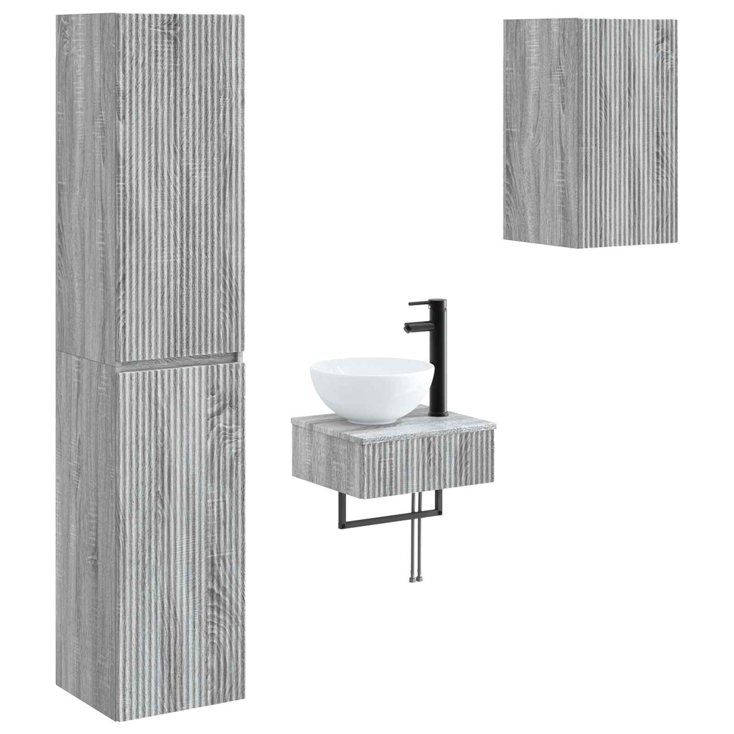 Bathroom Furniture Set 3 pcs Grey Sonoma 33 x 34.5 x 160 cm