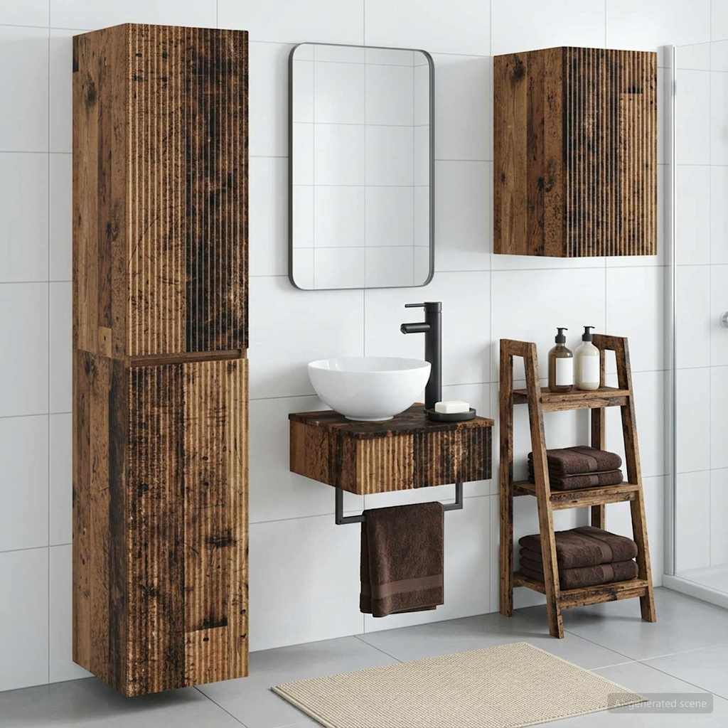 Bathroom Furniture Set 3 pcs Old Wood 33 x 34.5 x 160 cm