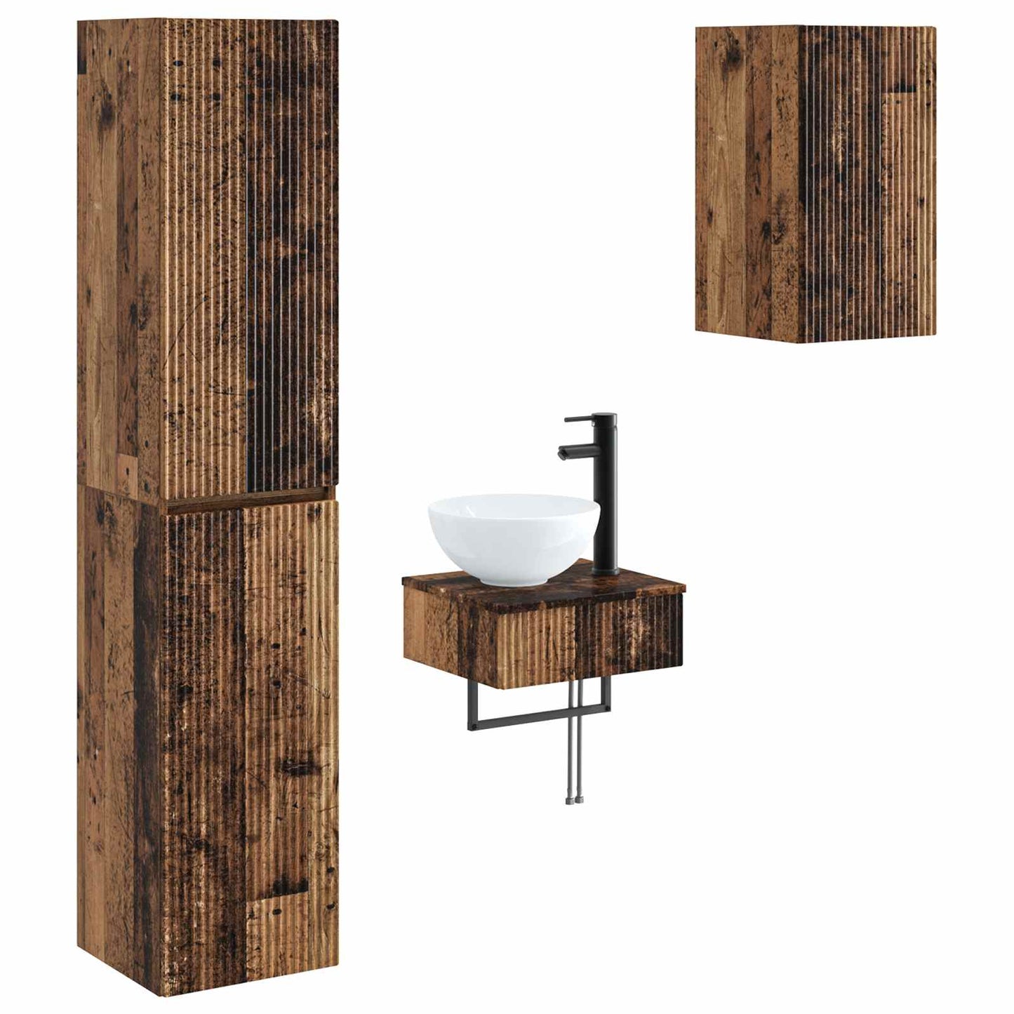 Bathroom Furniture Set 3 pcs Old Wood 33 x 34.5 x 160 cm