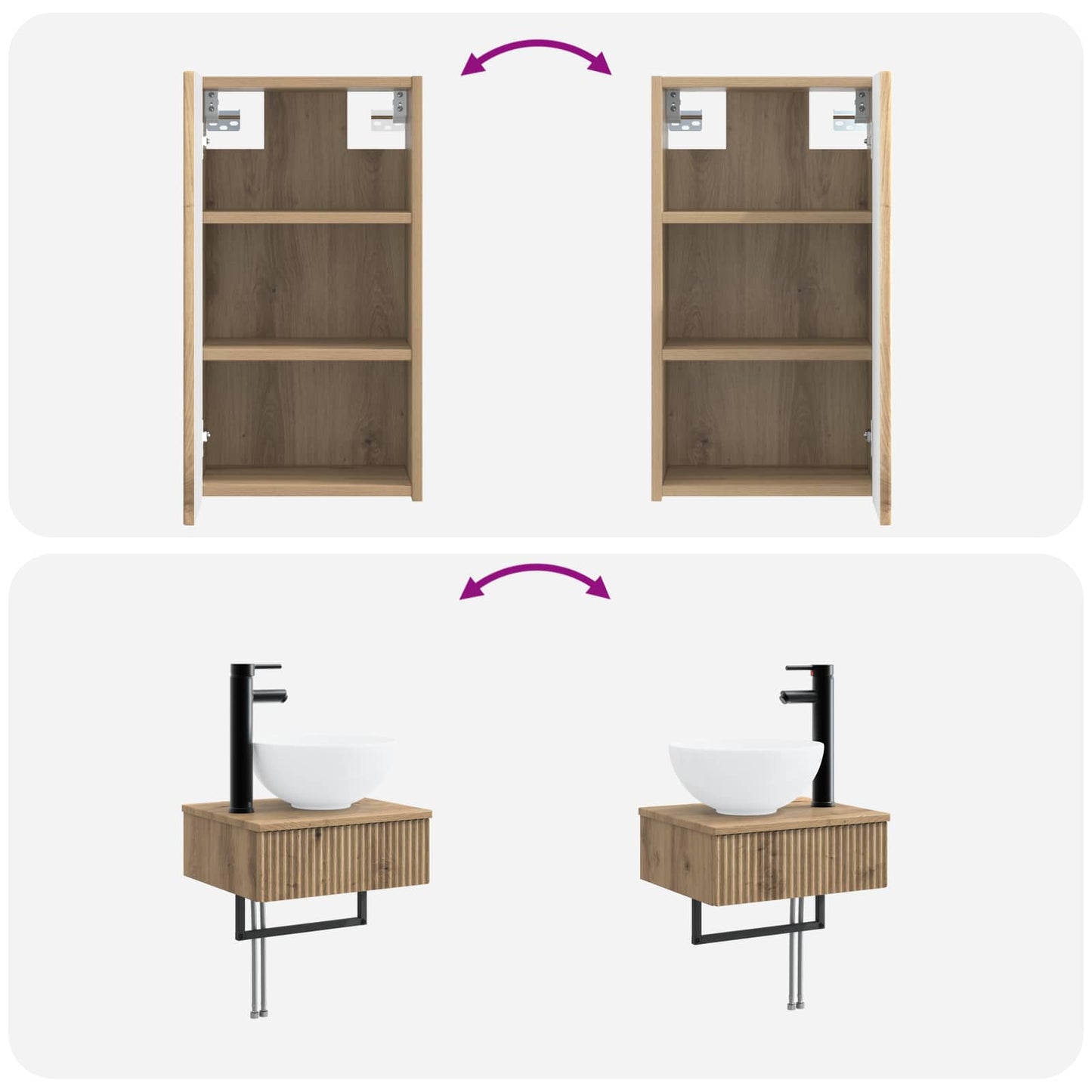 Bathroom Furniture Set 3 pcs Artisan Oak 33 x 34.5 x 160 cm