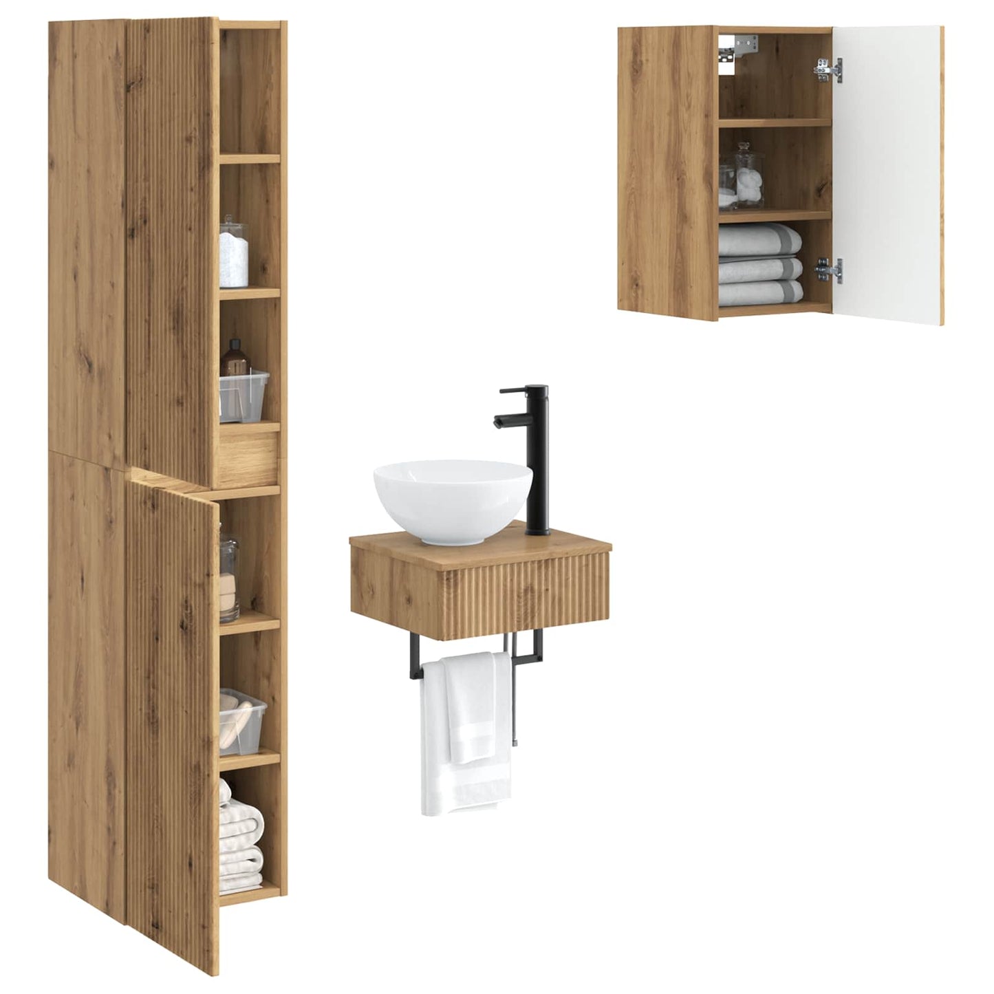 Bathroom Furniture Set 3 pcs Artisan Oak 33 x 34.5 x 160 cm