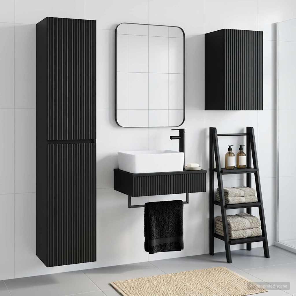 Bathroom Furniture Set 3 pcs Black 33 x 34.5 x 160 cm