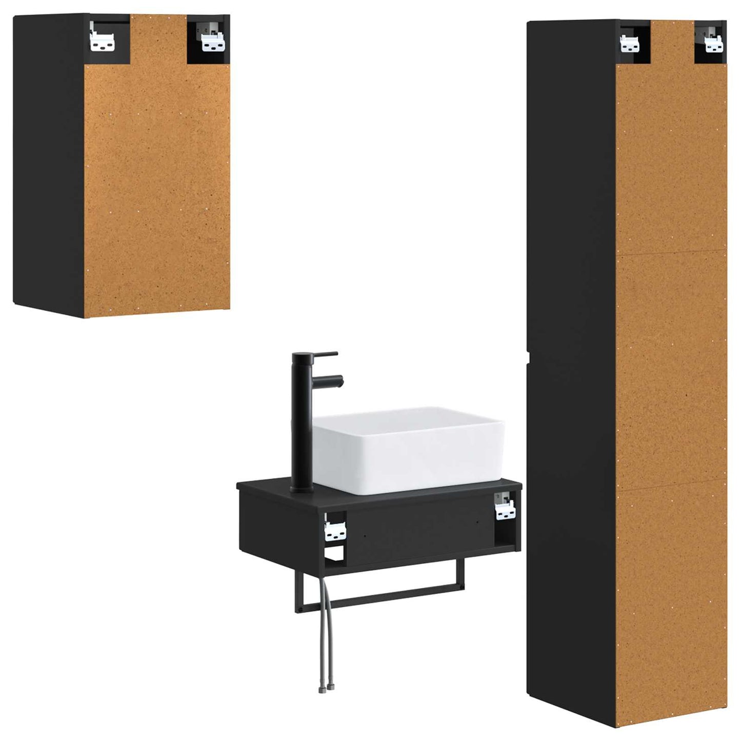 Bathroom Furniture Set 3 pcs Black 33 x 34.5 x 160 cm