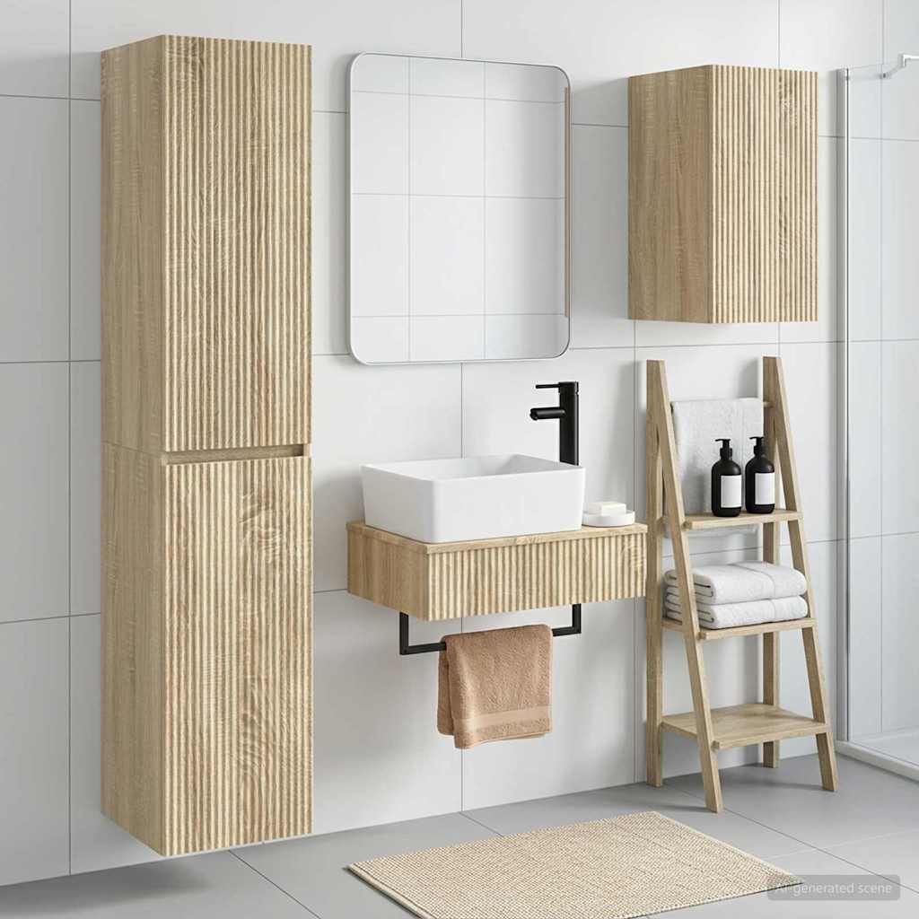 Bathroom Furniture Set 3 pcs Sonoma Oak 33 x 34.5 x 160 cm