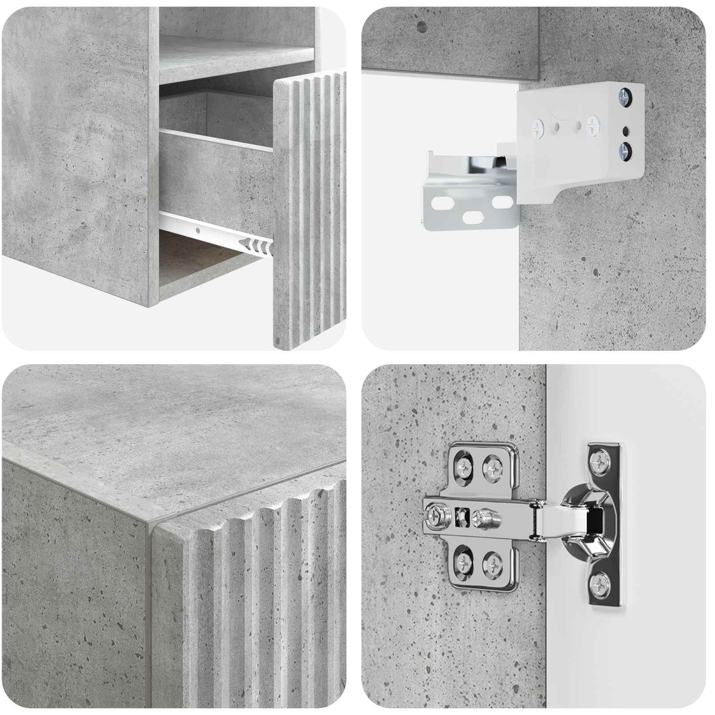 Bathroom Furniture Set 3 pcs Concrete Grey 33 x 34.5 x 160 cm