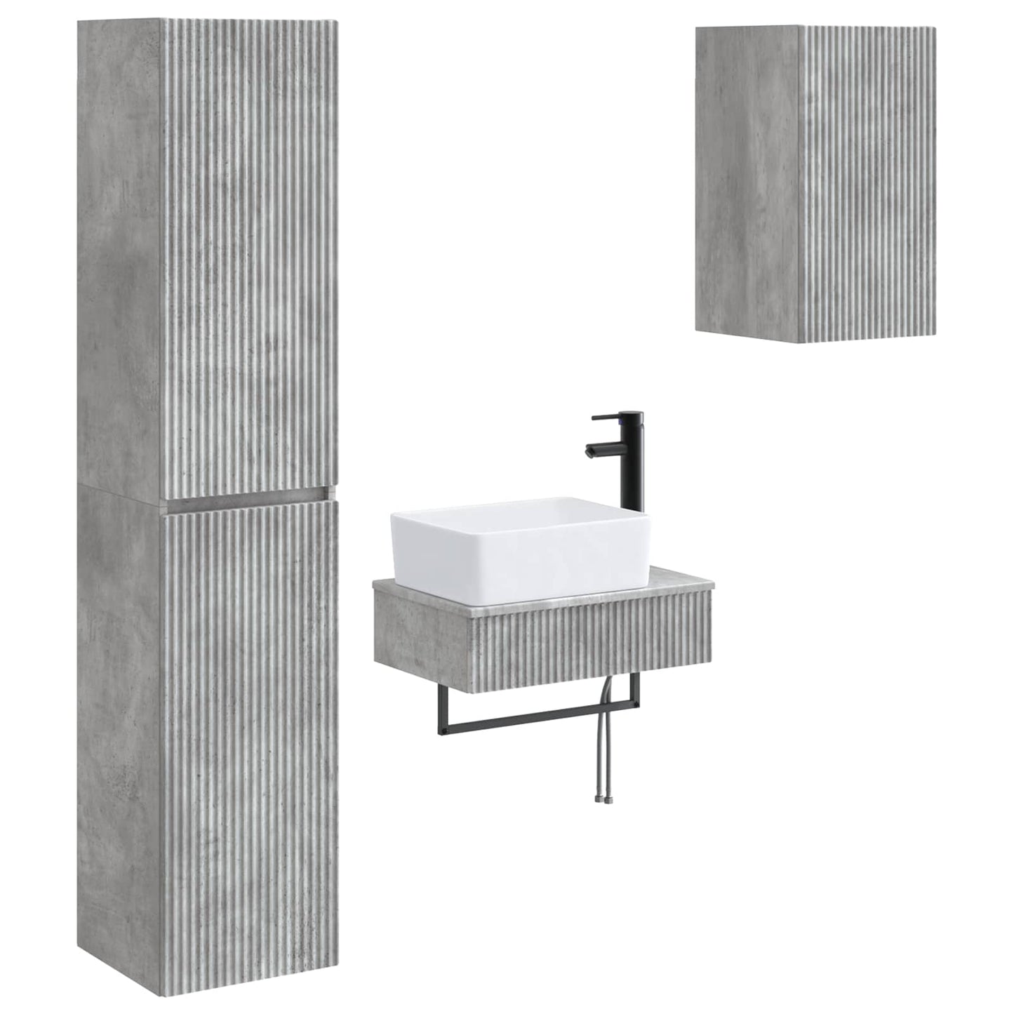 Bathroom Furniture Set 3 pcs Concrete Grey 33 x 34.5 x 160 cm