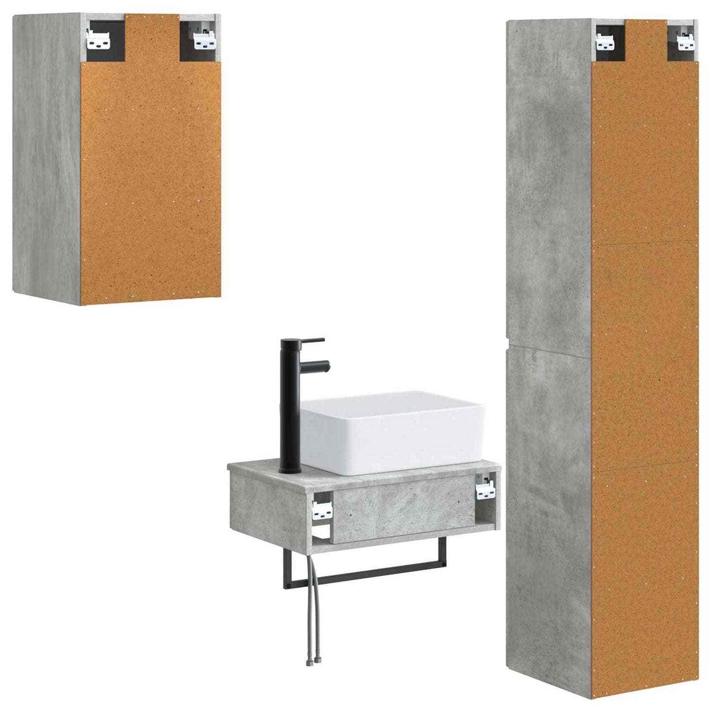 Bathroom Furniture Set 3 pcs Concrete Grey 33 x 34.5 x 160 cm
