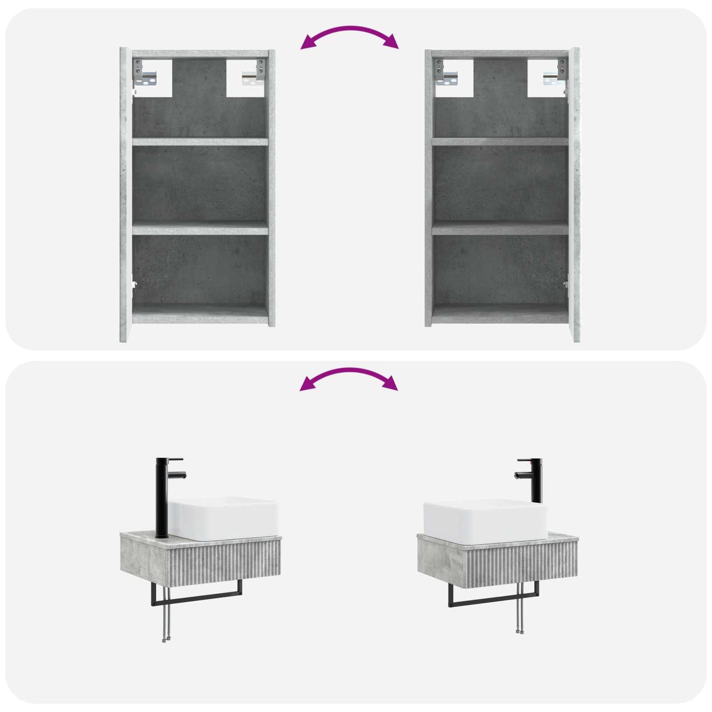 Bathroom Furniture Set 3 pcs Concrete Grey 33 x 34.5 x 160 cm