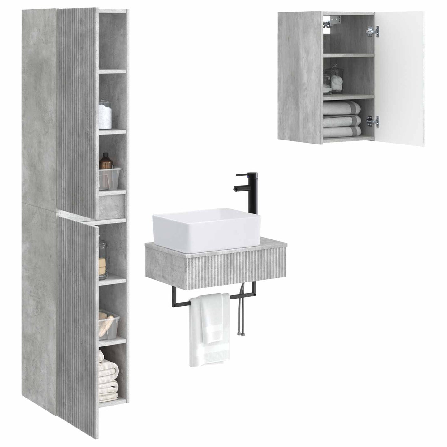 Bathroom Furniture Set 3 pcs Concrete Grey 33 x 34.5 x 160 cm