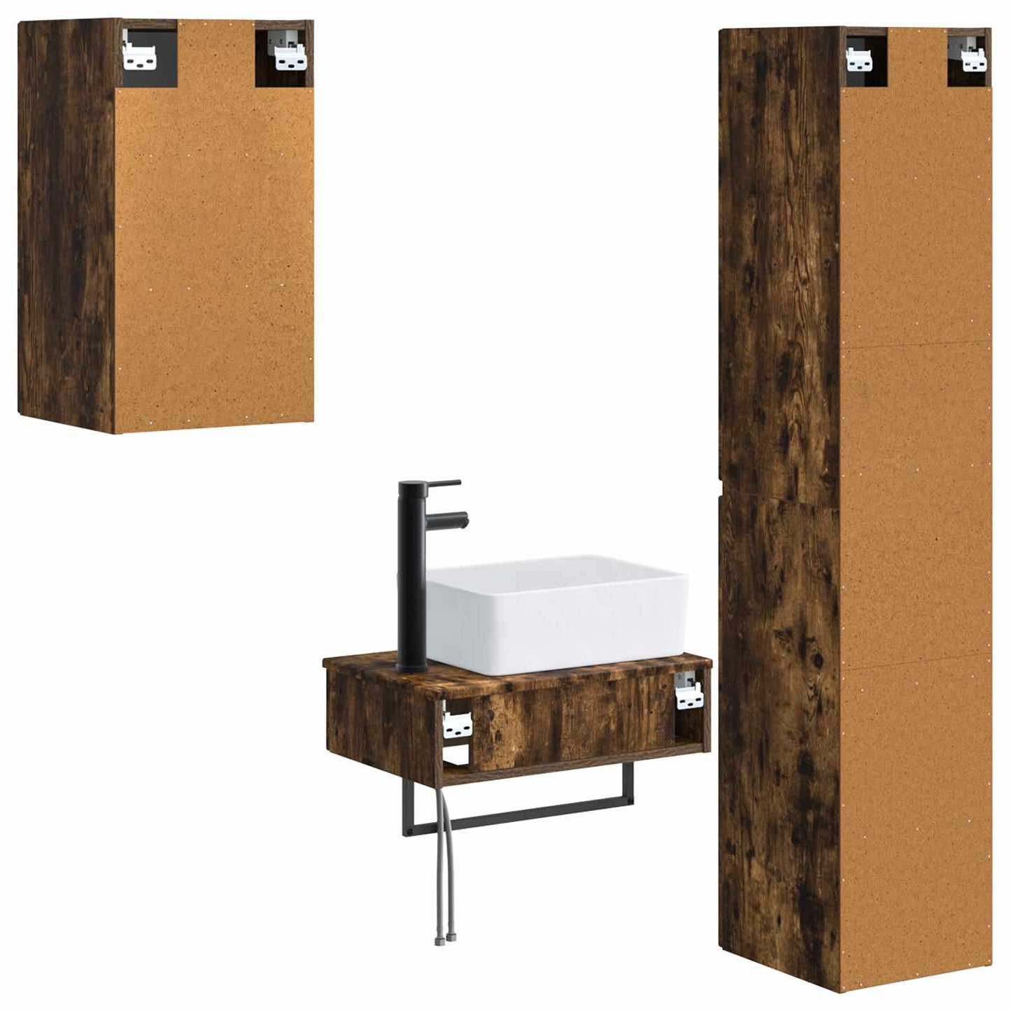 Bathroom Furniture Set 3 pcs Smoked Oak 33 x 34.5 x 160 cm