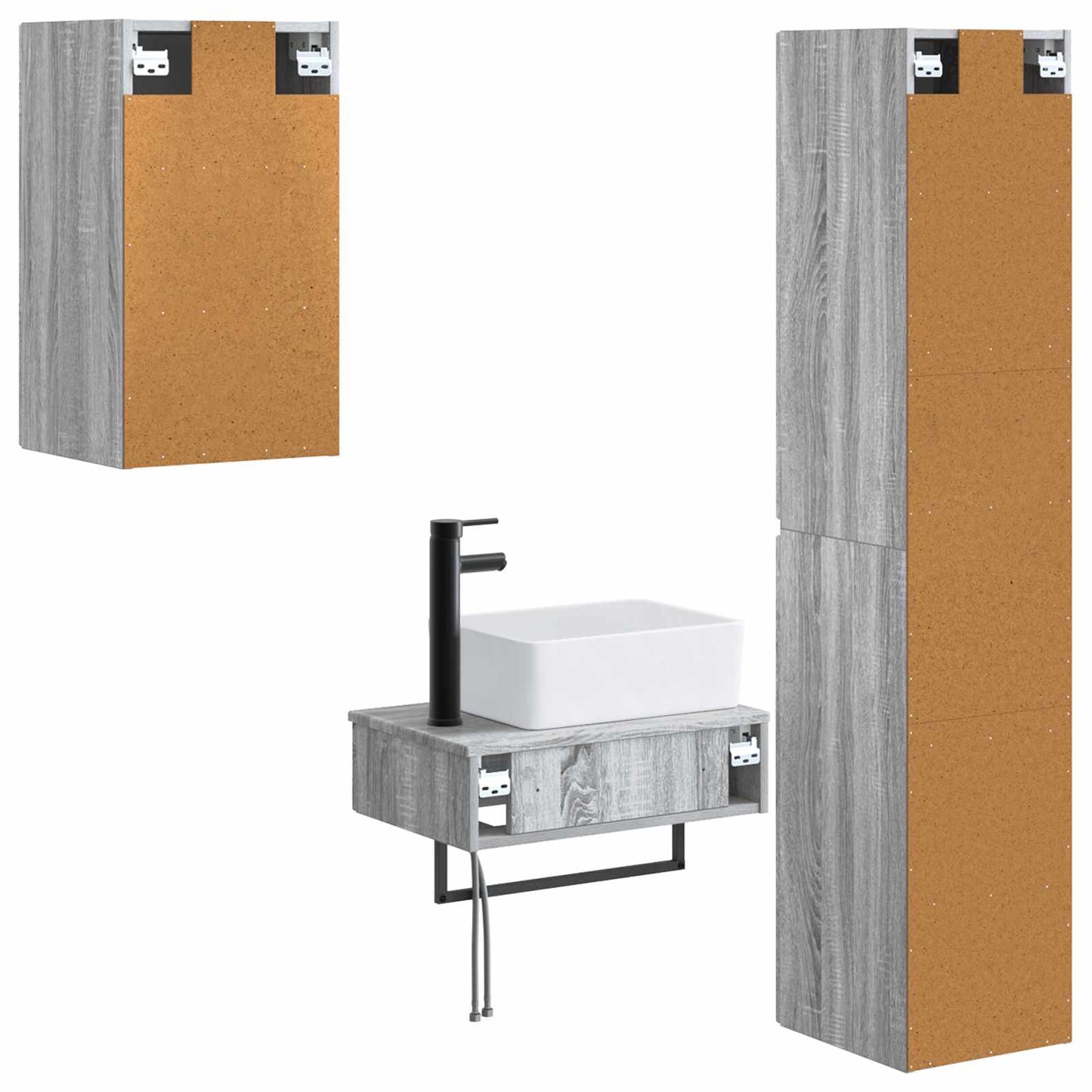 Bathroom Furniture Set 3 pcs Grey Sonoma 33 x 34.5 x 160 cm