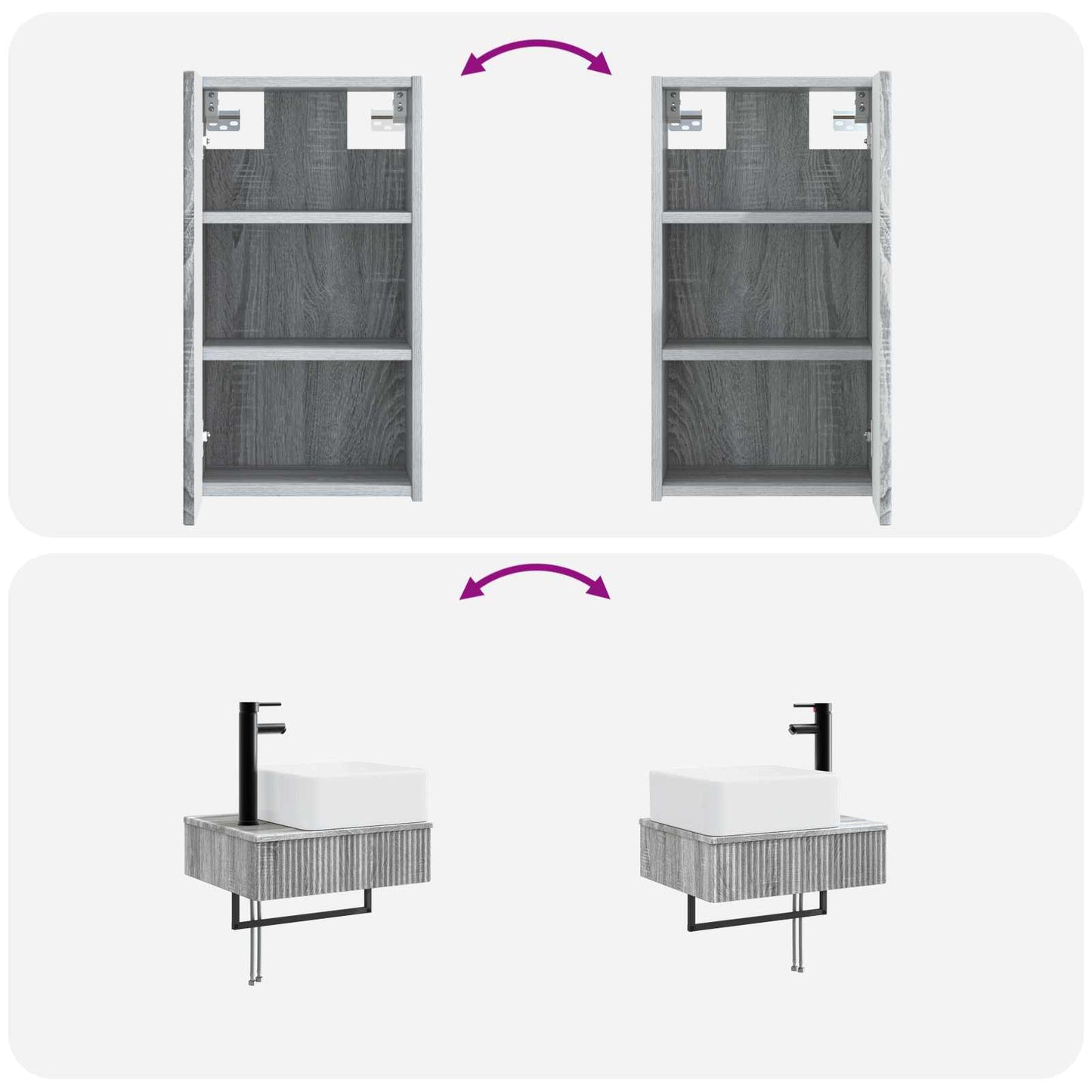 Bathroom Furniture Set 3 pcs Grey Sonoma 33 x 34.5 x 160 cm