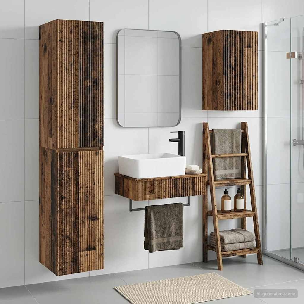 Bathroom Furniture Set 3 pcs Old Wood 33 x 34.5 x 160 cm
