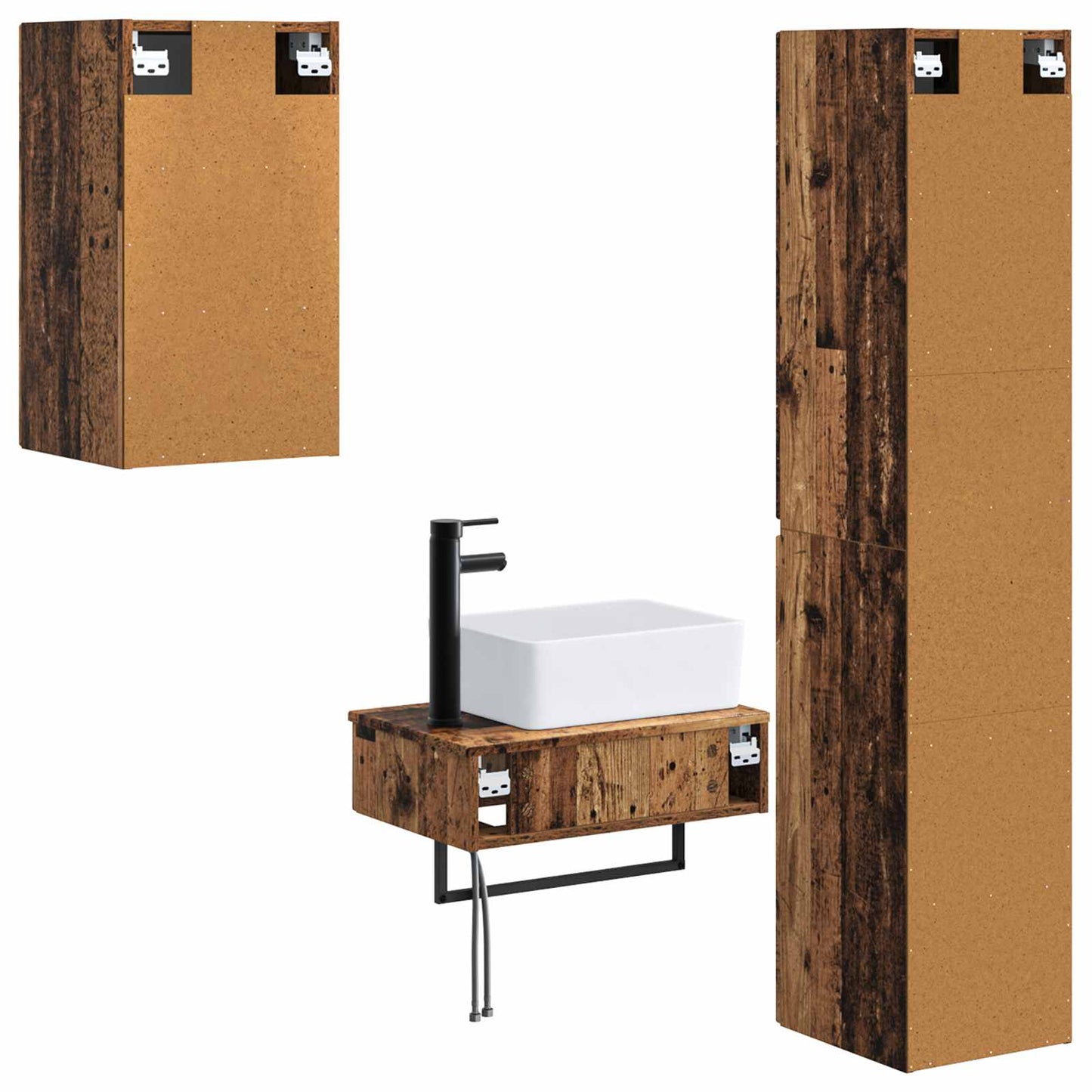 Bathroom Furniture Set 3 pcs Old Wood 33 x 34.5 x 160 cm