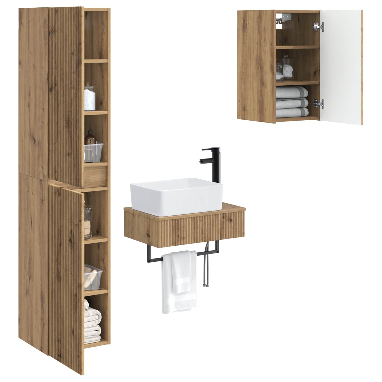 Bathroom Furniture Set 3 pcs Artisan Oak 33 x 34.5 x 160 cm
