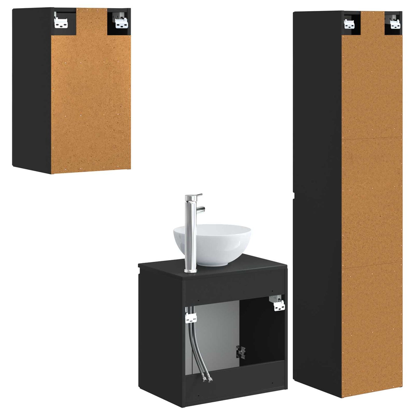 Bathroom Furniture Set 3 pcs Black 33 x 34.5 x 160 cm