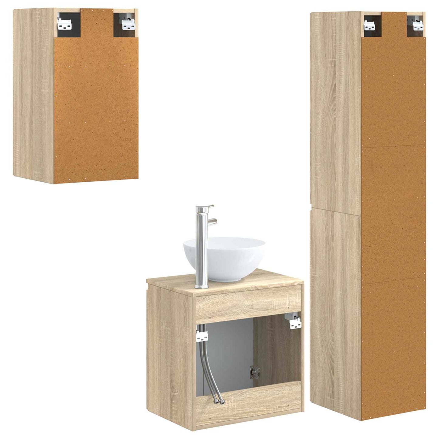 Bathroom Furniture Set 3 pcs Sonoma Oak 33 x 34.5 x 160 cm