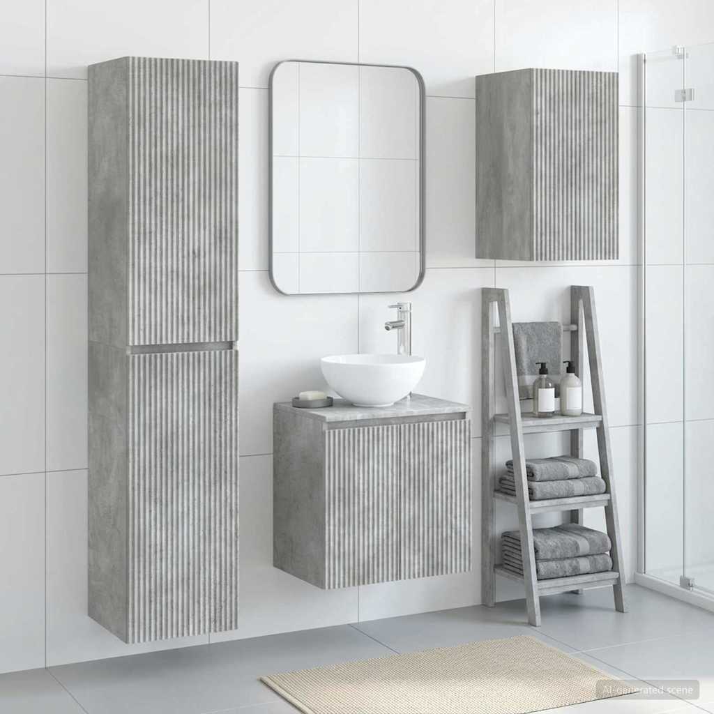 Bathroom Furniture Set 3 pcs Concrete Grey 33 x 34.5 x 160 cm