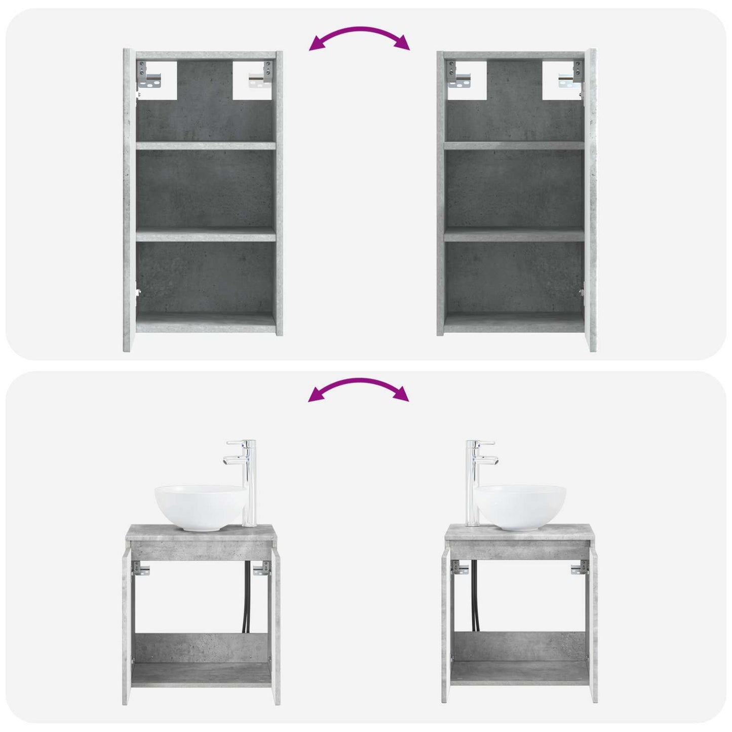 Bathroom Furniture Set 3 pcs Concrete Grey 33 x 34.5 x 160 cm