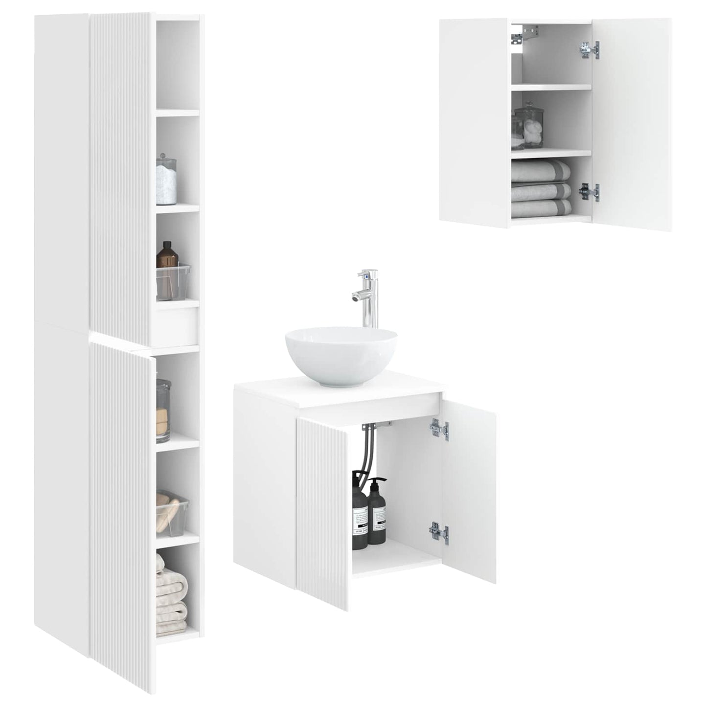 Bathroom Furniture Set 3 pcs High Gloss White