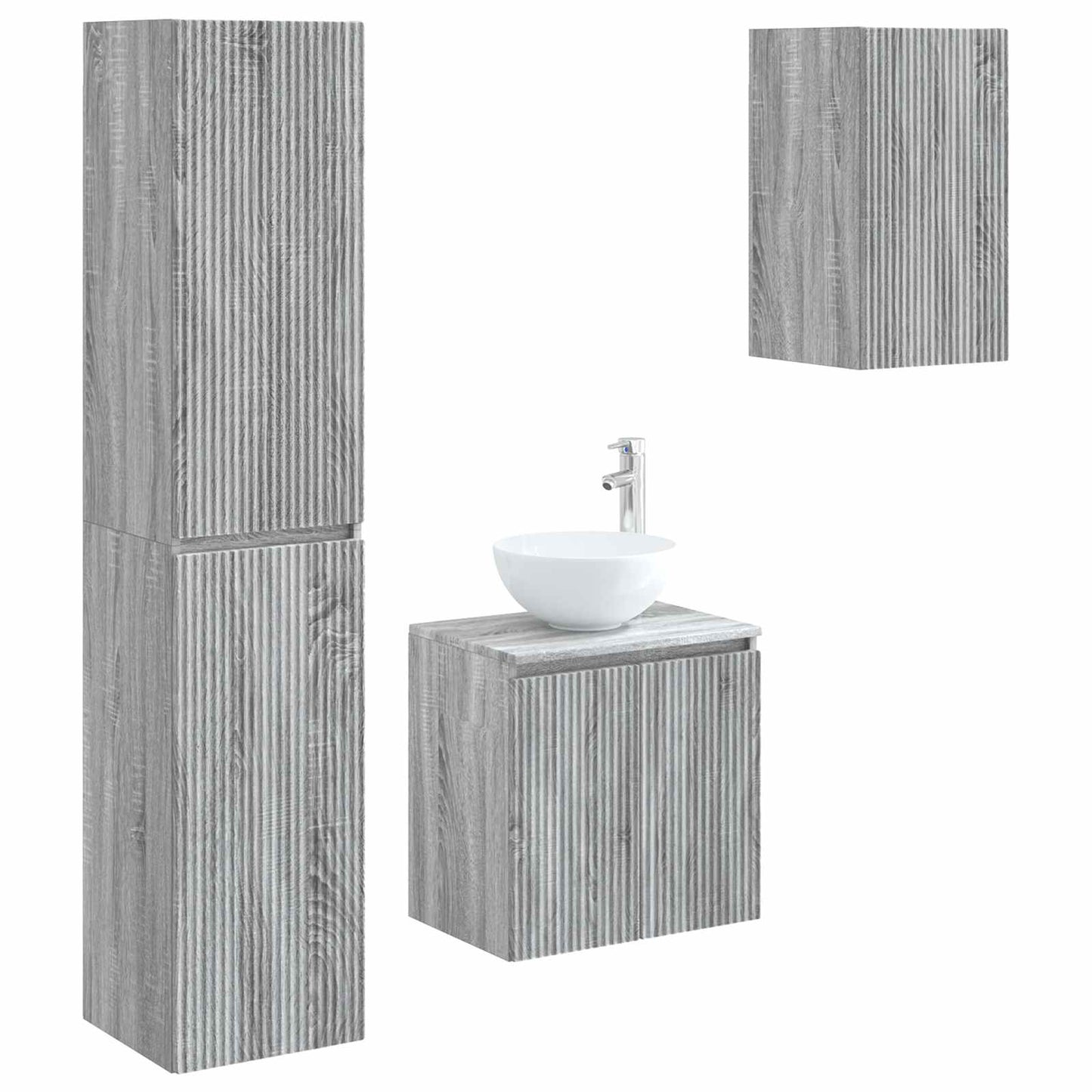 Bathroom Furniture Set 3 pcs Grey Sonoma 33 x 34.5 x 160 cm