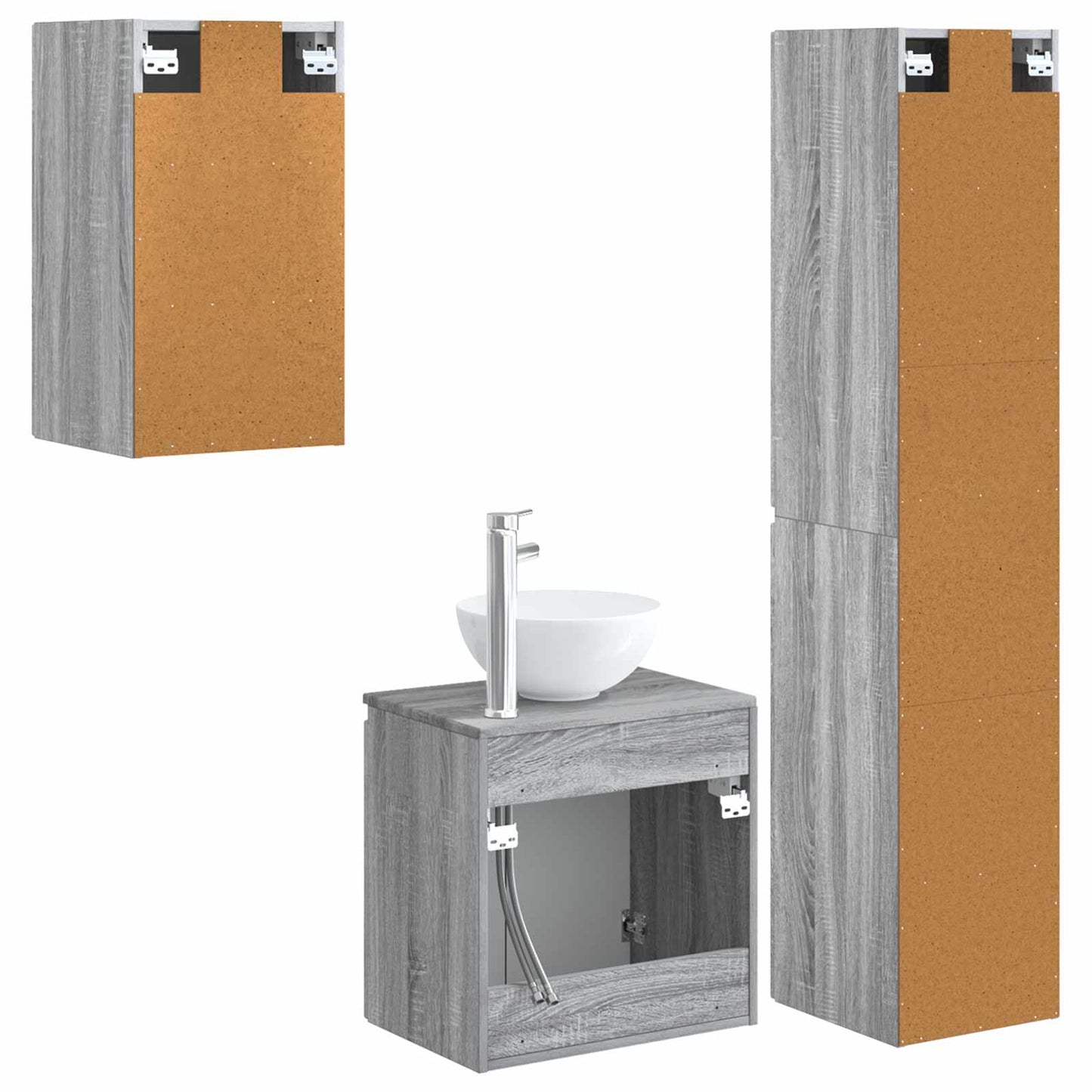 Bathroom Furniture Set 3 pcs Grey Sonoma 33 x 34.5 x 160 cm