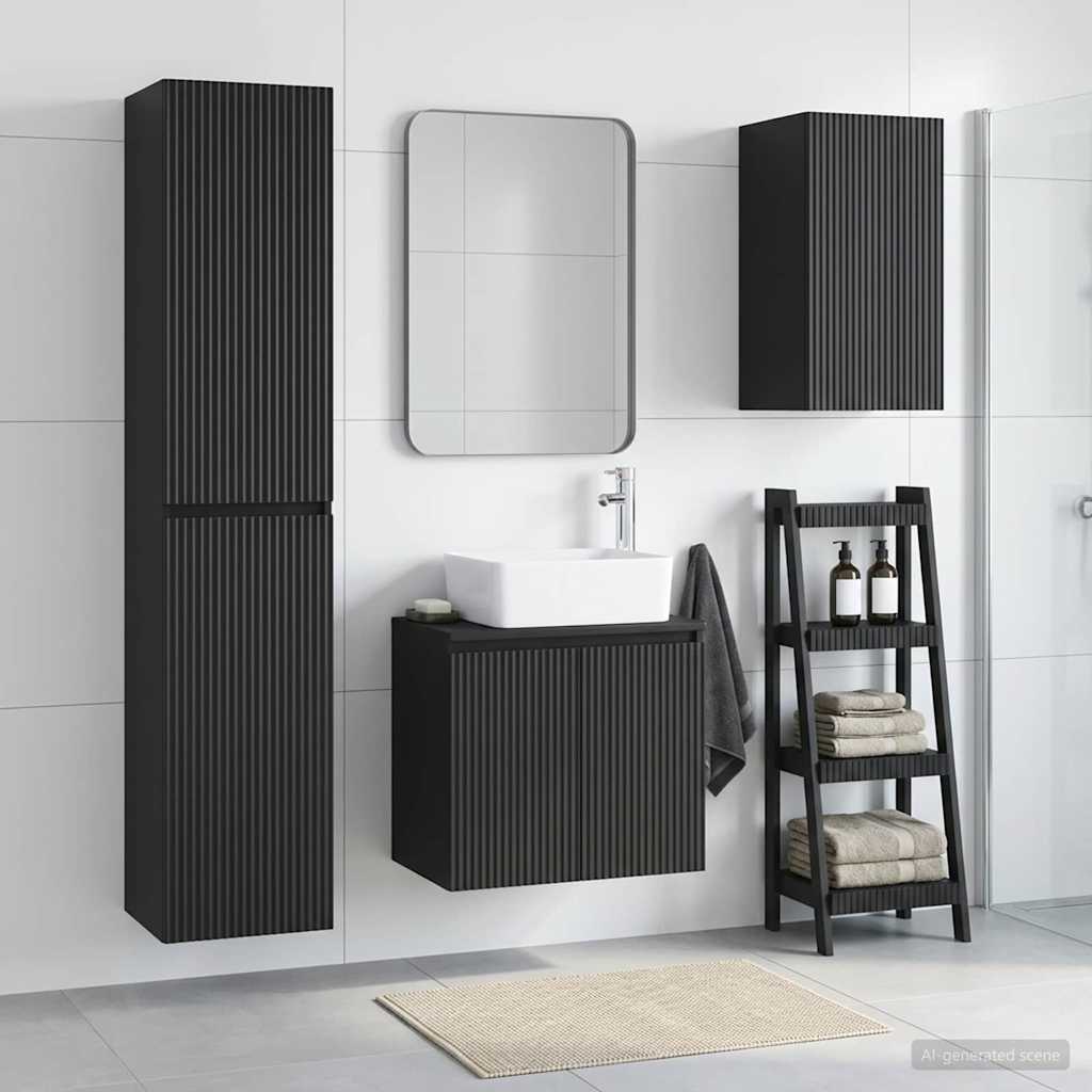 Bathroom Furniture Set 3 pcs Black 33 x 34.5 x 160 cm