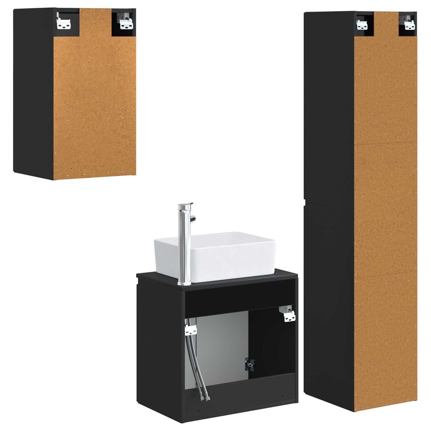 Bathroom Furniture Set 3 pcs Black 33 x 34.5 x 160 cm
