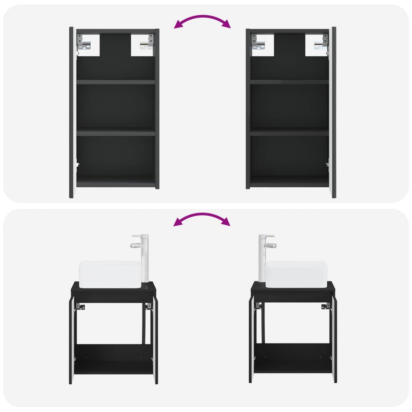 Bathroom Furniture Set 3 pcs Black 33 x 34.5 x 160 cm
